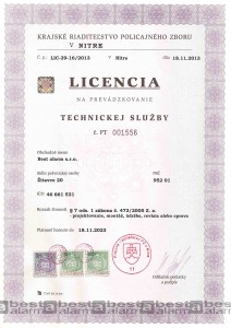 licencia technickej služby 
